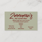 Visitekaartje voor de reparatie van grote apparate (Voorkant)