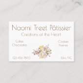 visitekaartje voor de verkoop van banketbakkersbak (Achterkant)