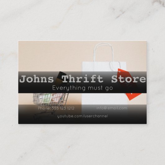 Visitekaartje voor de verkoop van drift store (Achterkant)