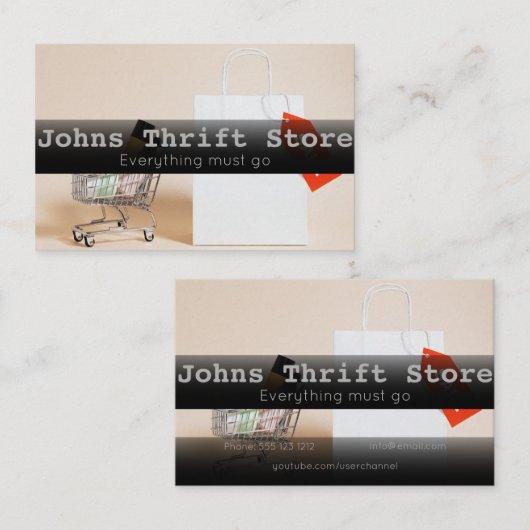 Visitekaartje voor de verkoop van drift store (Voorkant / Achterkant)