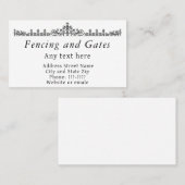 Visitekaartje voor de verkopers van hekken en hekk (Voorkant / Achterkant)