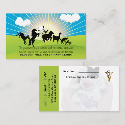 Visitekaartje voor dierdansen afsprakenkaartje (Voorkant / Achterkant)