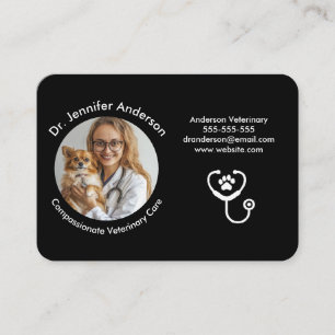Visitekaartje voor dierenartsen   Elegant zwart