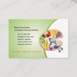 Visitekaartje voor diëtist en voedingsfysicus afsprakenkaartje