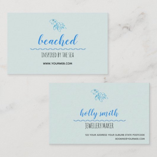 Visitekaartje voor diktebeach turtle Logo (Voorkant / Achterkant)