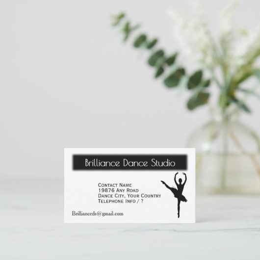 Visitekaartje voor dubbelzijdige balletdansing (Staand voorkant)