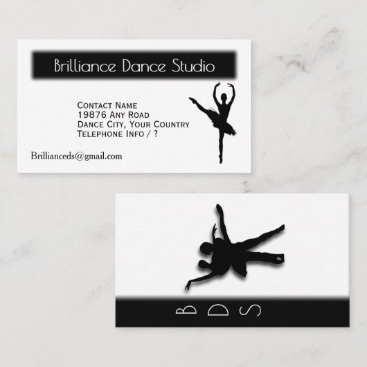 Visitekaartje voor dubbelzijdige balletdansing (Voorkant / Achterkant)