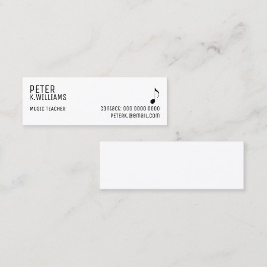 visitekaartje voor een muziekleraar (Voorkant / Achterkant)