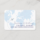 Visitekaartje voor een reisagent, met kaart (Voorkant)
