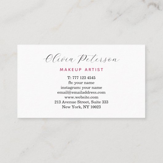 Visitekaartje voor een schoonheidssalon. (Achterkant)