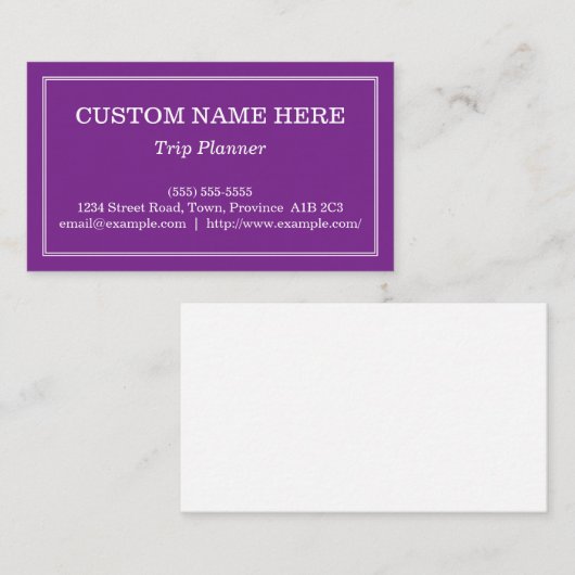 Visitekaartje voor een te laag en minimaal reispla (Voorkant / Achterkant)