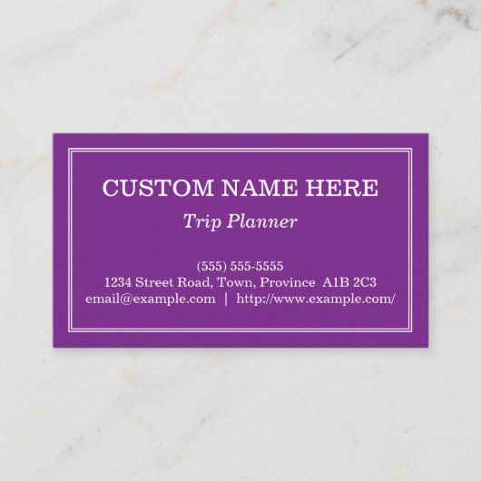 Visitekaartje voor een te laag en minimaal reispla (Voorkant)