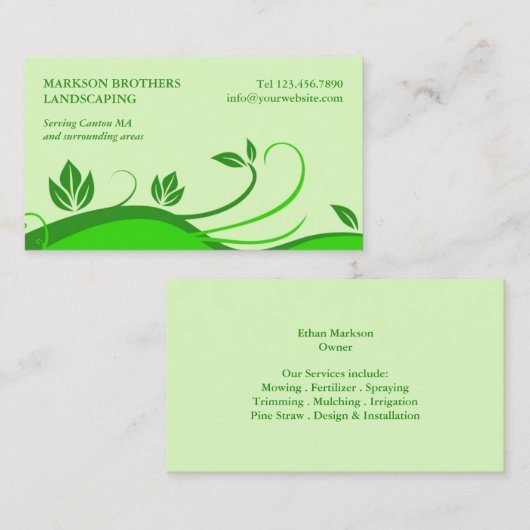 Visitekaartje voor eigen verzorging (Voorkant / Achterkant)