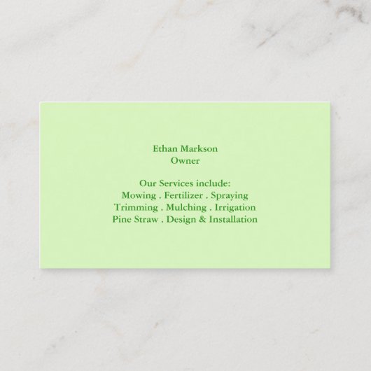 Visitekaartje voor eigen verzorging (Achterkant)