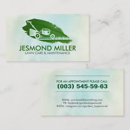 Visitekaartje voor eigen verzorging en onderhoud (Voorkant / Achterkant)