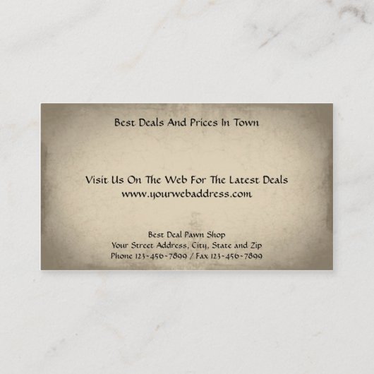 Visitekaartje voor eigen winkels (Achterkant)