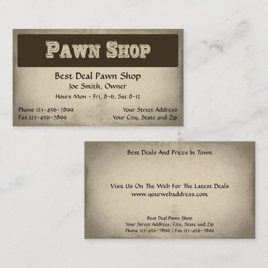 Visitekaartje voor eigen winkels (Voorkant / Achterkant)