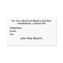 Visitekaartje voor elektriciens