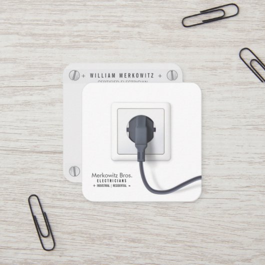 visitekaartje voor elektrische stekker en contactd (Voorkant / Achterkant in situ)