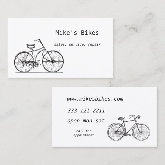 Visitekaartje voor fietsen (Voorkant / Achterkant)