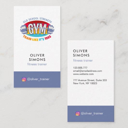 Visitekaartje voor fitness trainer (Voorkant / Achterkant)