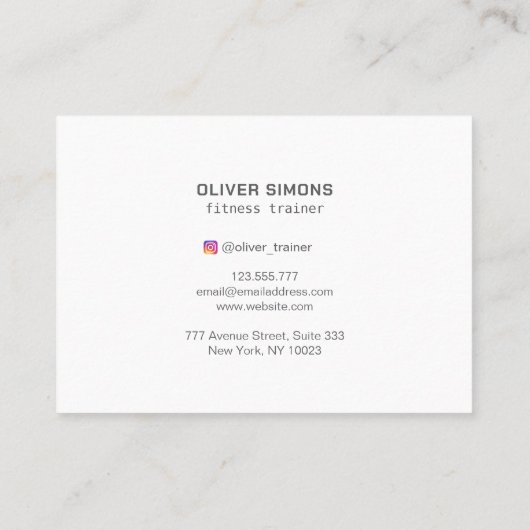 Visitekaartje voor fitnesstrainer (Achterkant)