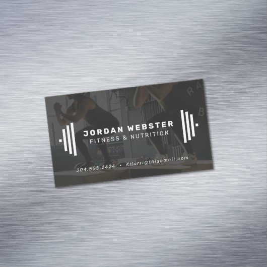 Visitekaartje voor fitnesstrainer met foto magnetisch visitekaartje (Voorbeeld)
