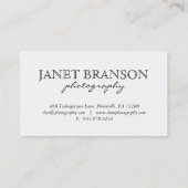 Visitekaartje voor fotografie (Achterkant)