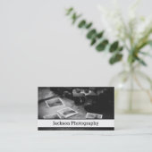 Visitekaartje voor foto's met zwarte en witte came (Staand voorkant)