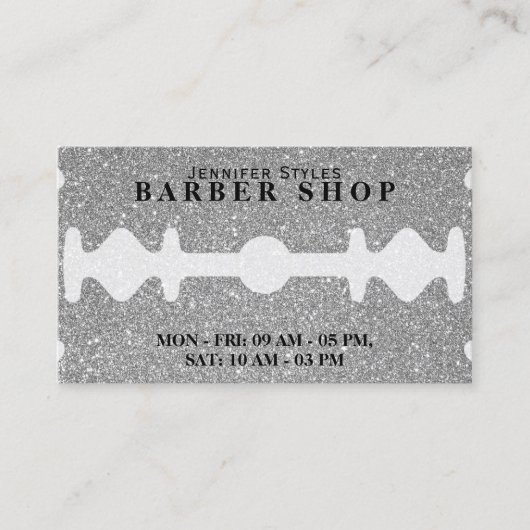 Visitekaartje voor fraaie zilverglittertextuur (Voorkant)