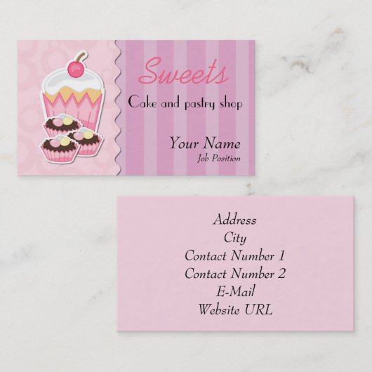 Visitekaartje voor gebak (Voorkant / Achterkant)