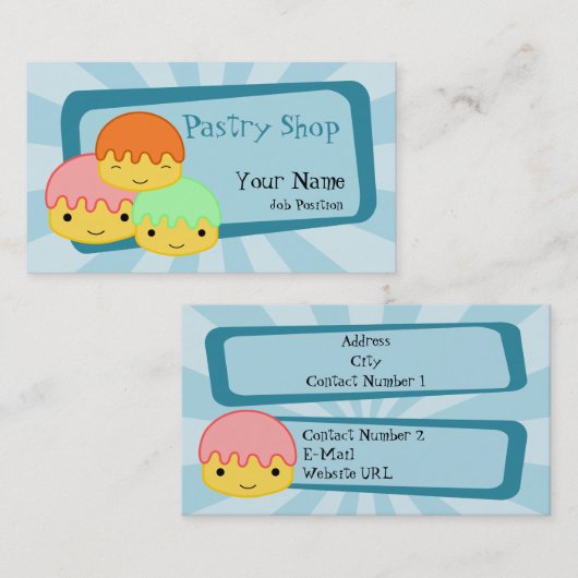 Visitekaartje voor gebak (Voorkant / Achterkant)