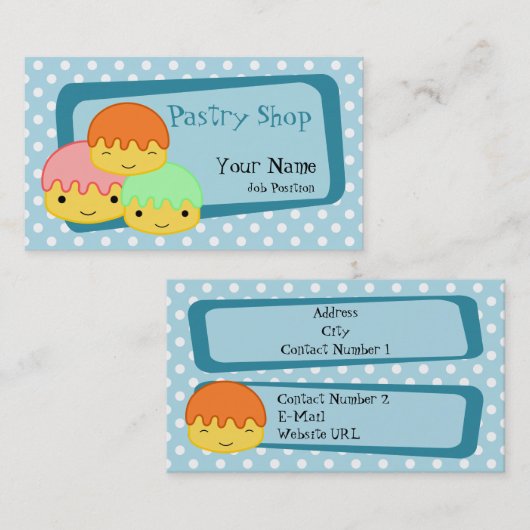Visitekaartje voor gebak (Voorkant / Achterkant)