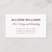 Visitekaartje voor gezelschapsdieren (Achterkant)