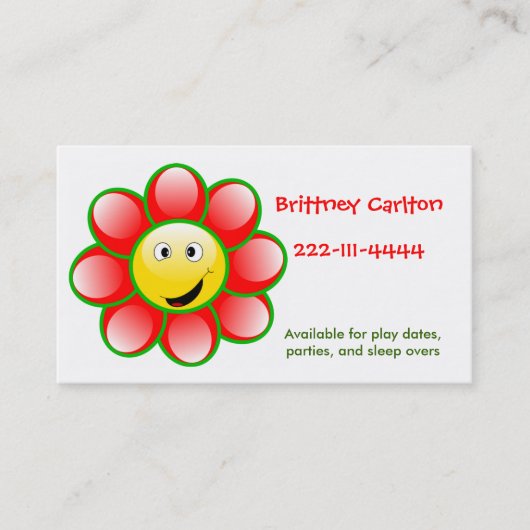 visitekaartje voor gezichtbloem contactkaartje (Voorkant)