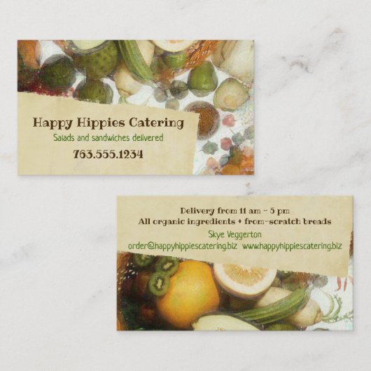 Visitekaartje voor gezonde voeding uit vegan van g (Voorkant / Achterkant)