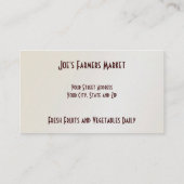 Visitekaartje voor gezonde voeding voor boeren (Achterkant)