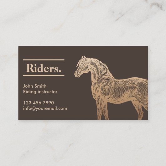Visitekaartje voor goudpaarden Tan Horseback Ridin (Voorkant)