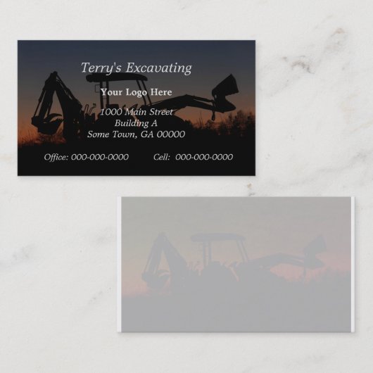 Visitekaartje voor graafmachines (Voorkant / Achterkant)