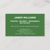 Visitekaartje voor grasgrassen in grassen (Achterkant)