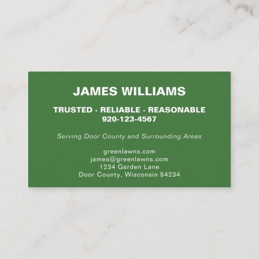 Visitekaartje voor grasgrassen in grassen (Achterkant)