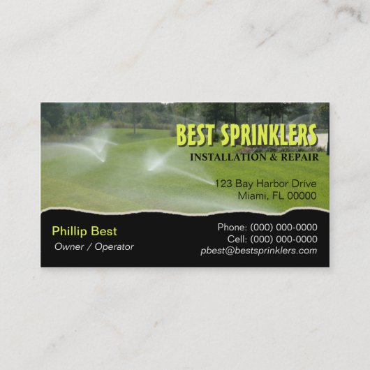 Visitekaartje voor grasprinkler/landschapsarchitec (Voorkant)