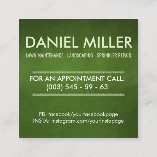 Visitekaartje voor graszorg en landschapsarchitect (Achterkant)