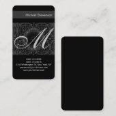 Visitekaartje voor grijs monogram kornerpatroon (Voorkant / Achterkant)