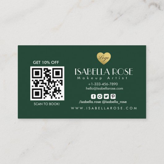 Visitekaartje voor groene en goudmarmer Agate (Achterkant)