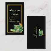 Visitekaartje voor groene en zwarte koffiebeker 2 (Voorkant / Achterkant)