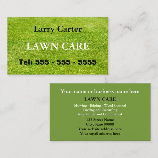 Visitekaartje voor groengrasgrasvergroening (Voorkant / Achterkant)