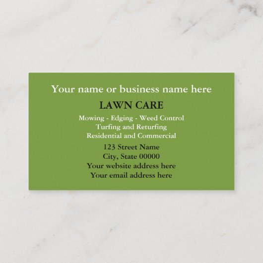Visitekaartje voor groengrasgrasvergroening (Achterkant)