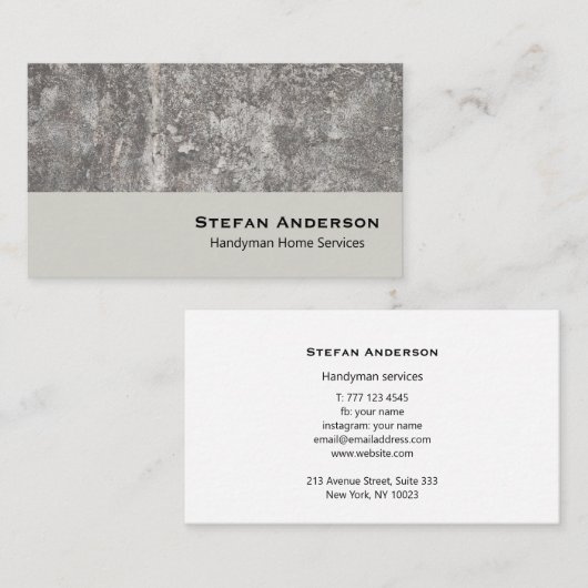 Visitekaartje voor handbediening voor de bouw (Voorkant / Achterkant)