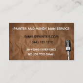 Visitekaartje voor handig man of bouwer (Achterkant)